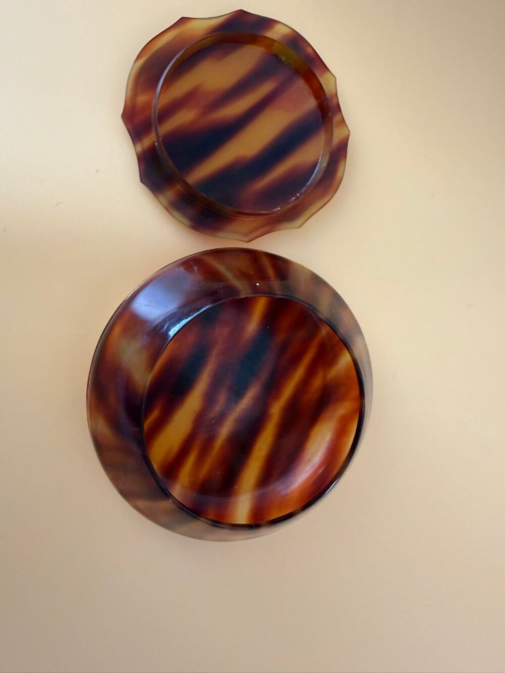 DuPont Du Barry Powder Box Tortoiseshell Celluloid Shell Pyralin Art Deco 4 Inch - Picture 3 of 7